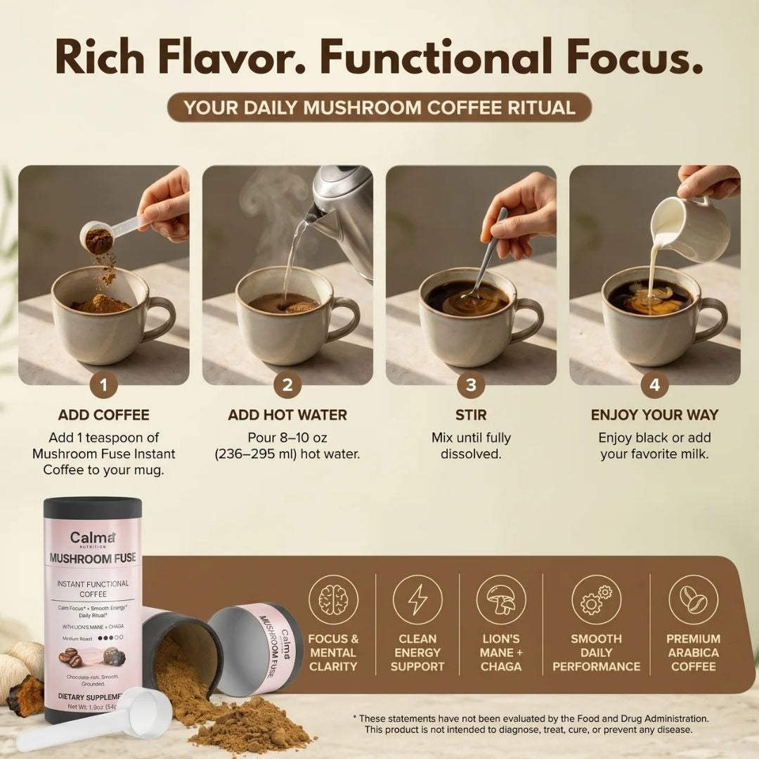 Mushroom Fuse Instant Coffee (Medium Roast) | 90-Day Ritual